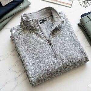 ​Sunice Stormpack Quarter Zip Heather Gray Thermal Knit Performance Sweater XXL